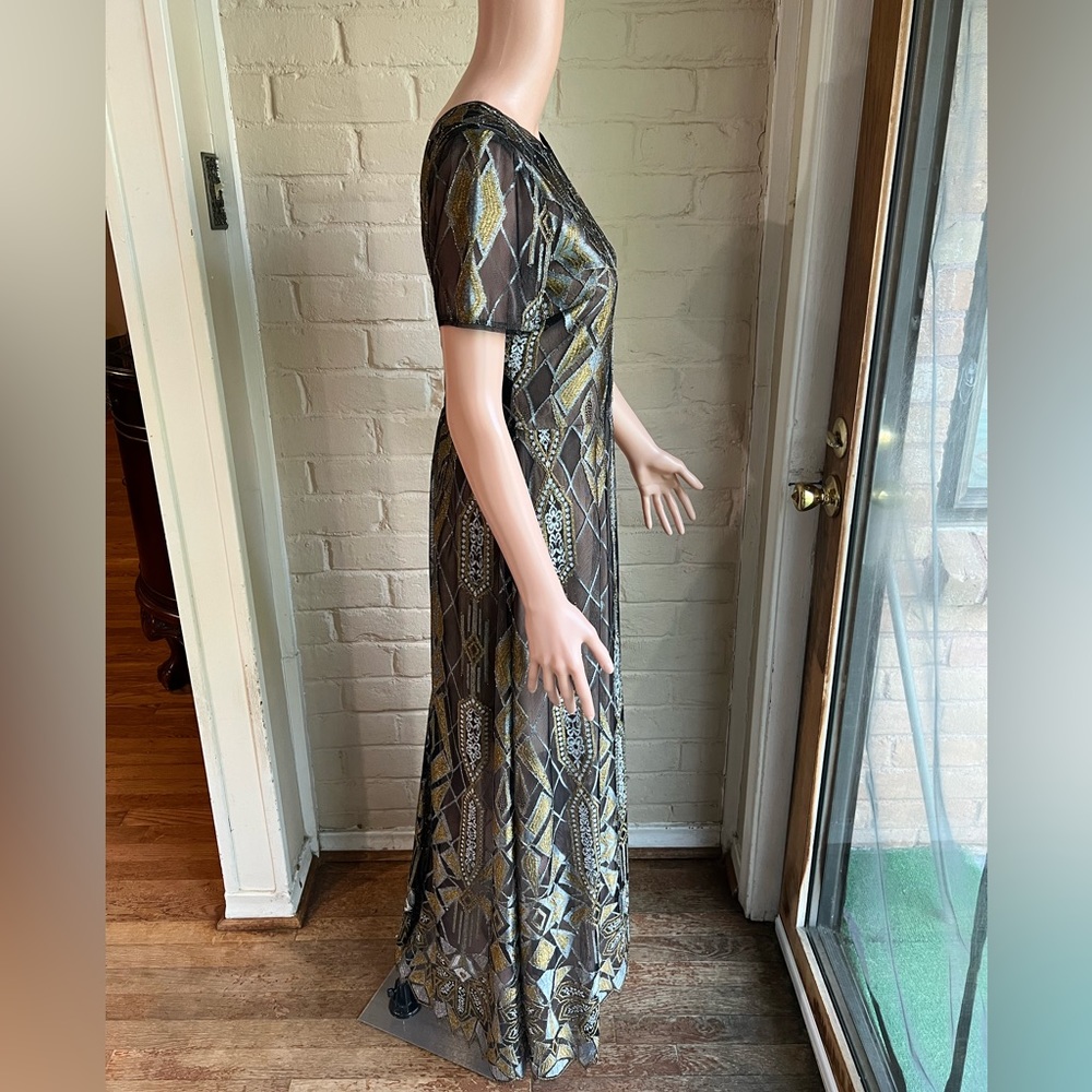 BCBG Maxazria NWT Taliah size 8 black gold silver beautiful formal ball gown - Picture 13 of 16
